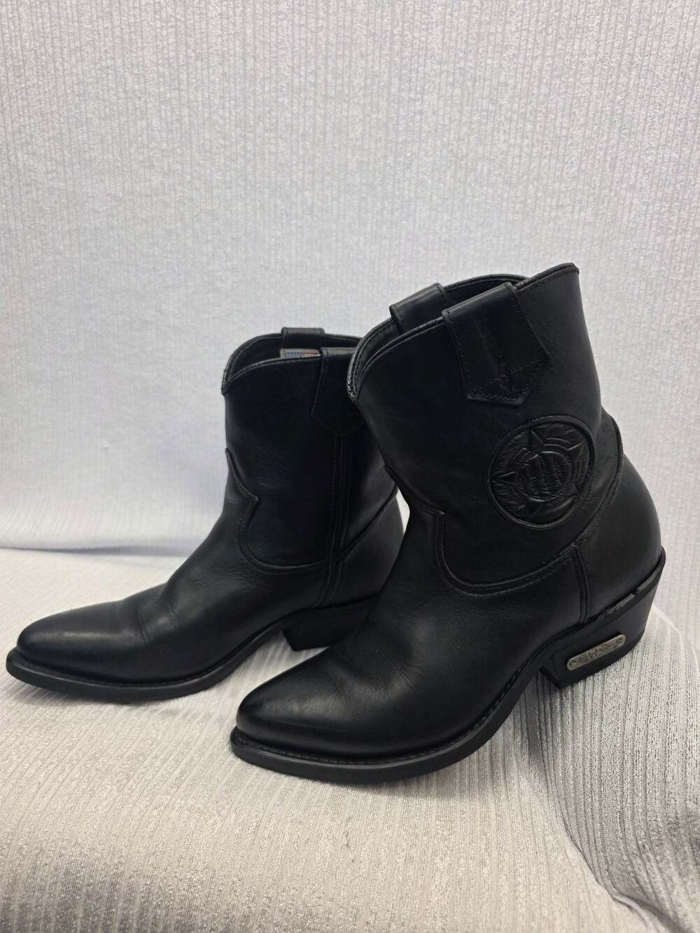 Harley-Davidson Vintage Leather Pointed Toe Motorcycle Cowboy Ankle Boots